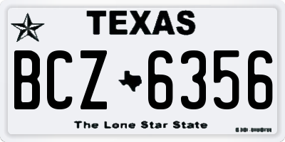 TX license plate BCZ6356