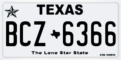 TX license plate BCZ6366