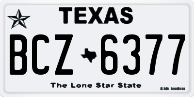 TX license plate BCZ6377