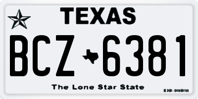 TX license plate BCZ6381