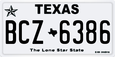 TX license plate BCZ6386