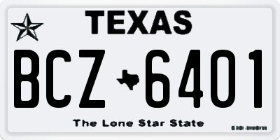 TX license plate BCZ6401