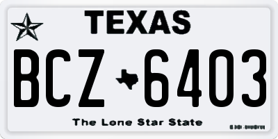 TX license plate BCZ6403
