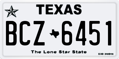 TX license plate BCZ6451