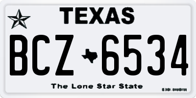 TX license plate BCZ6534