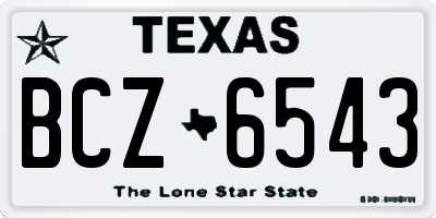 TX license plate BCZ6543