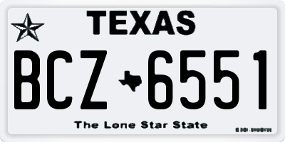 TX license plate BCZ6551