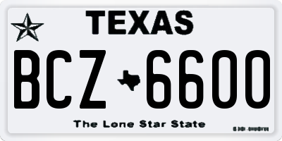 TX license plate BCZ6600