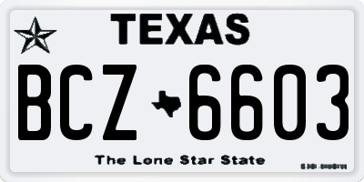 TX license plate BCZ6603