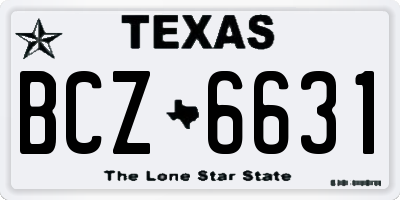 TX license plate BCZ6631