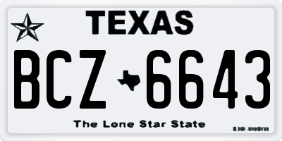 TX license plate BCZ6643