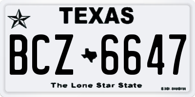 TX license plate BCZ6647