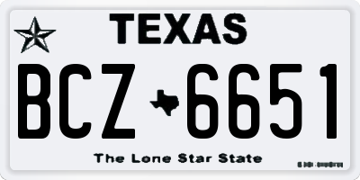 TX license plate BCZ6651
