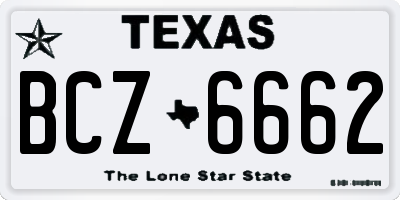 TX license plate BCZ6662
