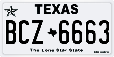 TX license plate BCZ6663