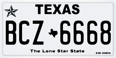 TX license plate BCZ6668