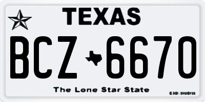 TX license plate BCZ6670