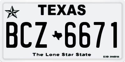TX license plate BCZ6671