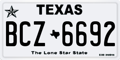 TX license plate BCZ6692