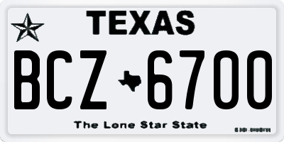 TX license plate BCZ6700