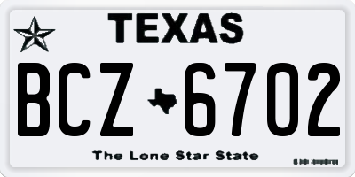 TX license plate BCZ6702
