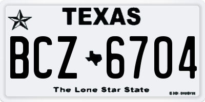 TX license plate BCZ6704