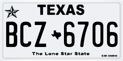 TX license plate BCZ6706