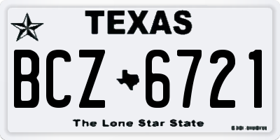 TX license plate BCZ6721
