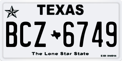 TX license plate BCZ6749
