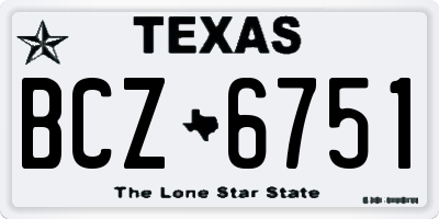 TX license plate BCZ6751
