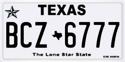 TX license plate BCZ6777