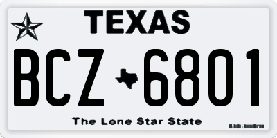 TX license plate BCZ6801