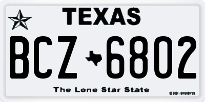TX license plate BCZ6802