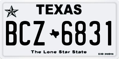 TX license plate BCZ6831