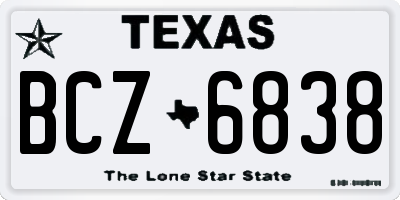 TX license plate BCZ6838