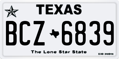 TX license plate BCZ6839