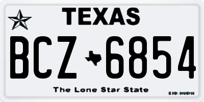 TX license plate BCZ6854
