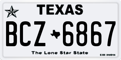TX license plate BCZ6867