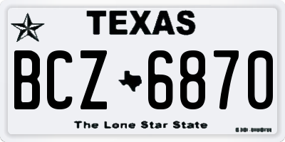 TX license plate BCZ6870