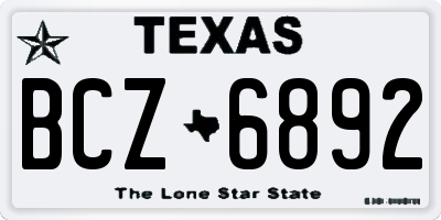 TX license plate BCZ6892
