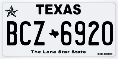 TX license plate BCZ6920