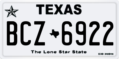 TX license plate BCZ6922