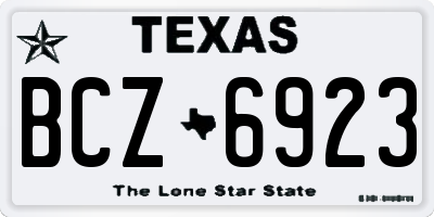 TX license plate BCZ6923