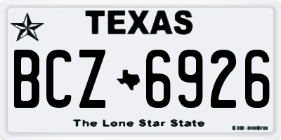 TX license plate BCZ6926