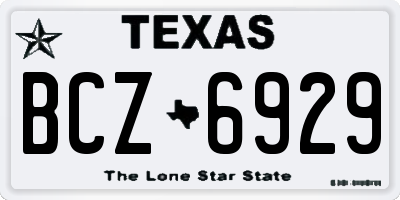 TX license plate BCZ6929