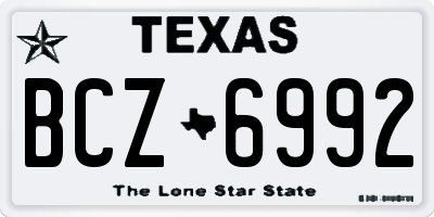 TX license plate BCZ6992