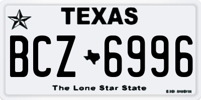 TX license plate BCZ6996