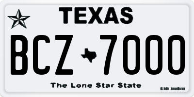 TX license plate BCZ7000