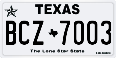 TX license plate BCZ7003