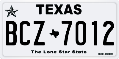 TX license plate BCZ7012